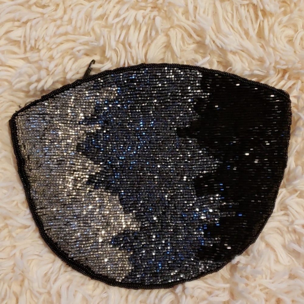 Hand made beaded coin/makeup bag